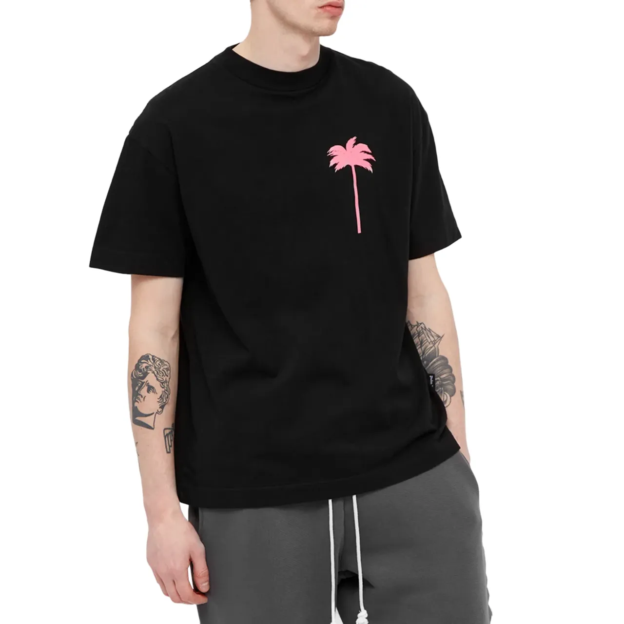 Palm Angels Palm Tree T-Shirt Black Fuchsia