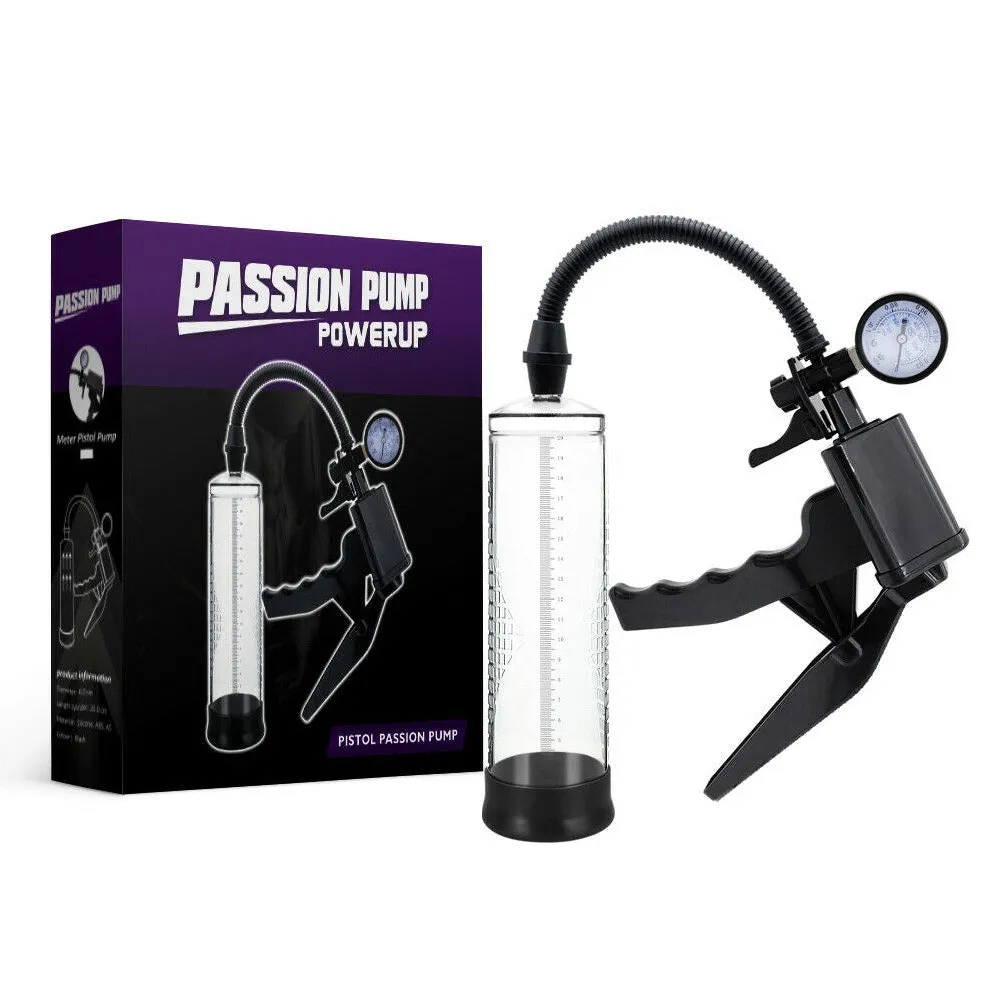 Passion Pump PowerUp Professional Pistol Grip Passion Penis Pump with Gauge