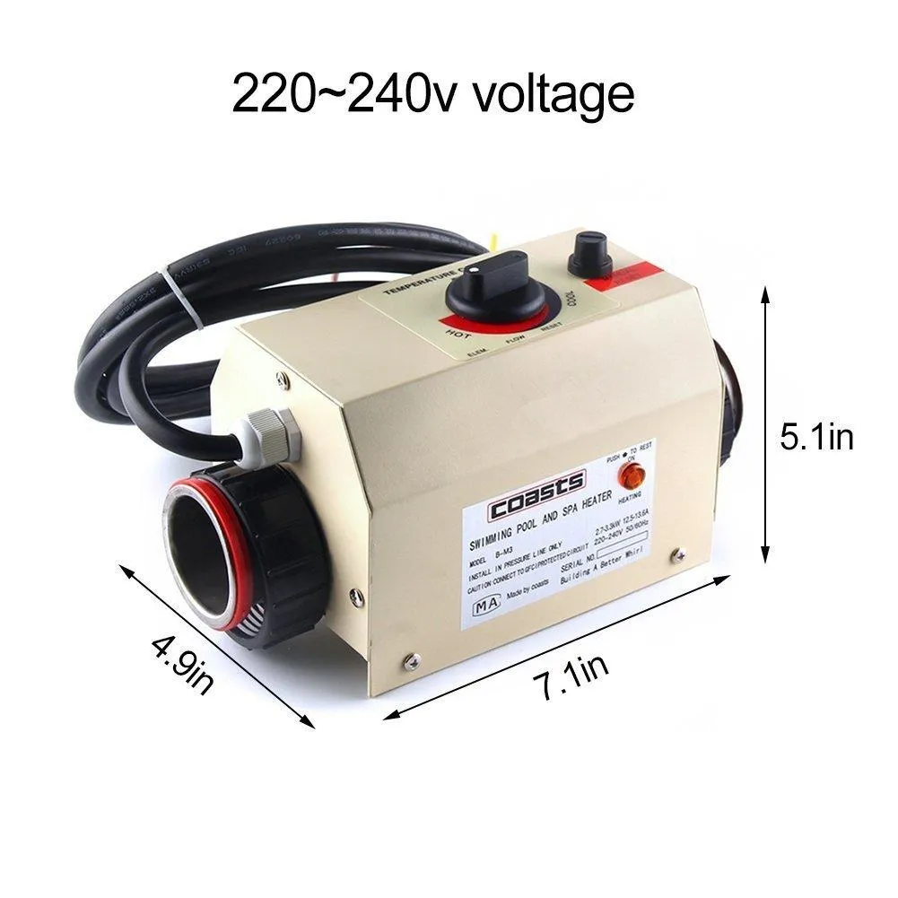 Premium Quality Water Heater Thermostat 220V 3KW Swimming Pool Thermostat SPA Bath Portable Pool Heater Electric Water Heater Thermostat Heater Pump