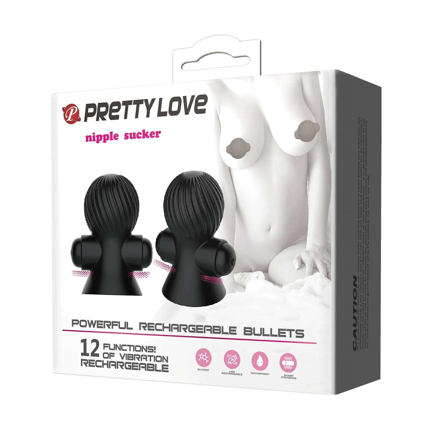 Pretty Love - Rechargeable Vibrating Nipple Sucker (Black)