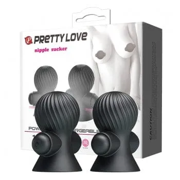 Pretty Love - Rechargeable Vibrating Nipple Sucker (Black)