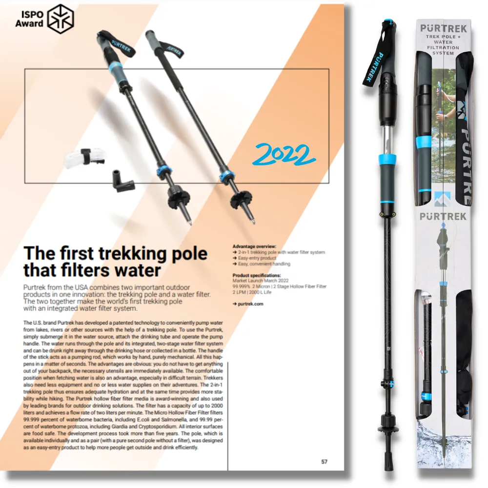 PURTREK - TREK POLE WATER FILTRATION SYSTEM -  SOLO 2.0