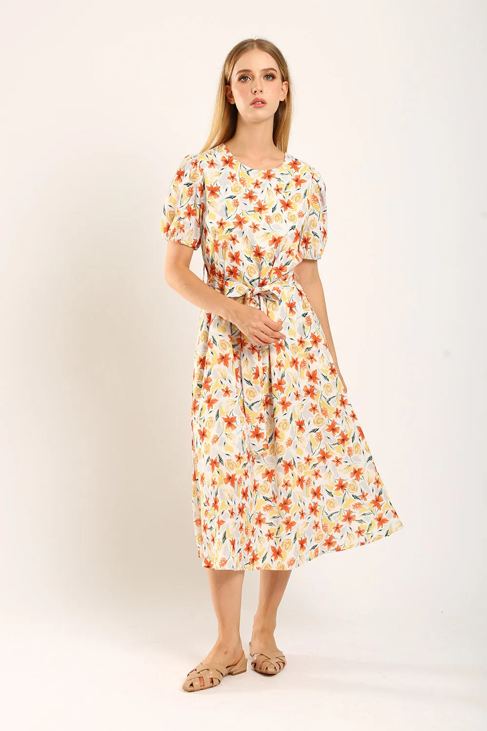 Quintessa Maxi Dress in Mandarin Floral