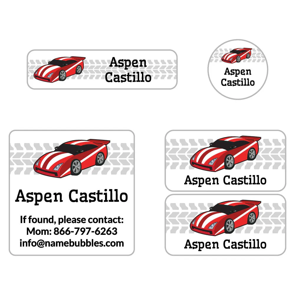 Race Car Sports Labels Pack