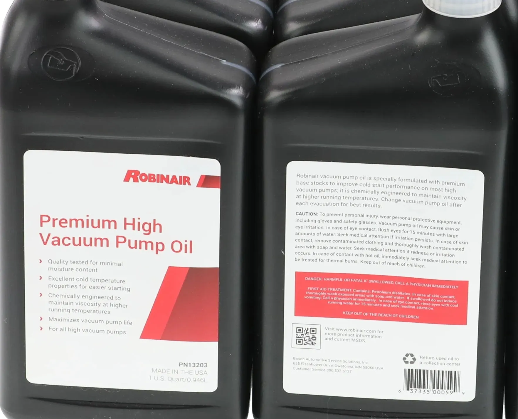 Robinair 13203 Premium High Vacuum Pump Oil for Freeze Dryer Vacuum Pumps, Quart (12-Pack)