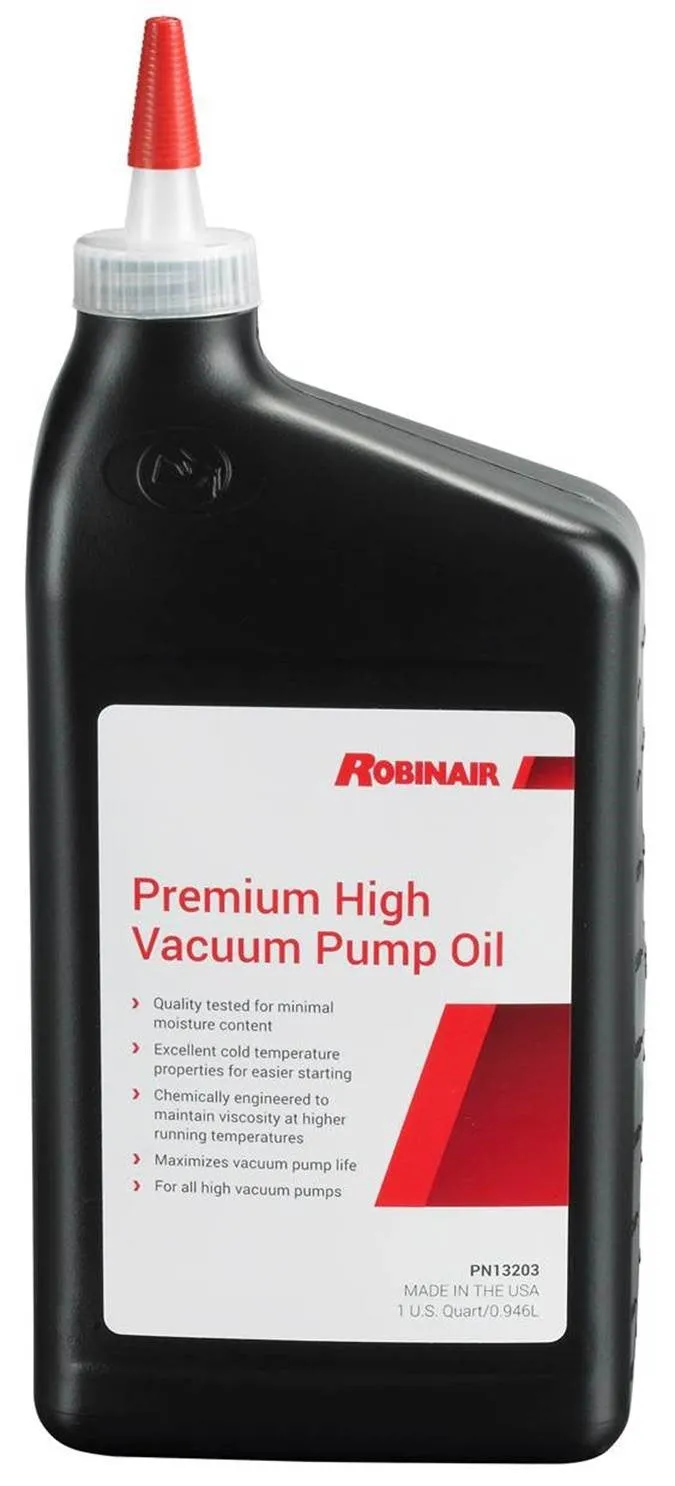 Robinair 13203 Premium High Vacuum Pump Oil for Freeze Dryer Vacuum Pumps, Quart (12-Pack)