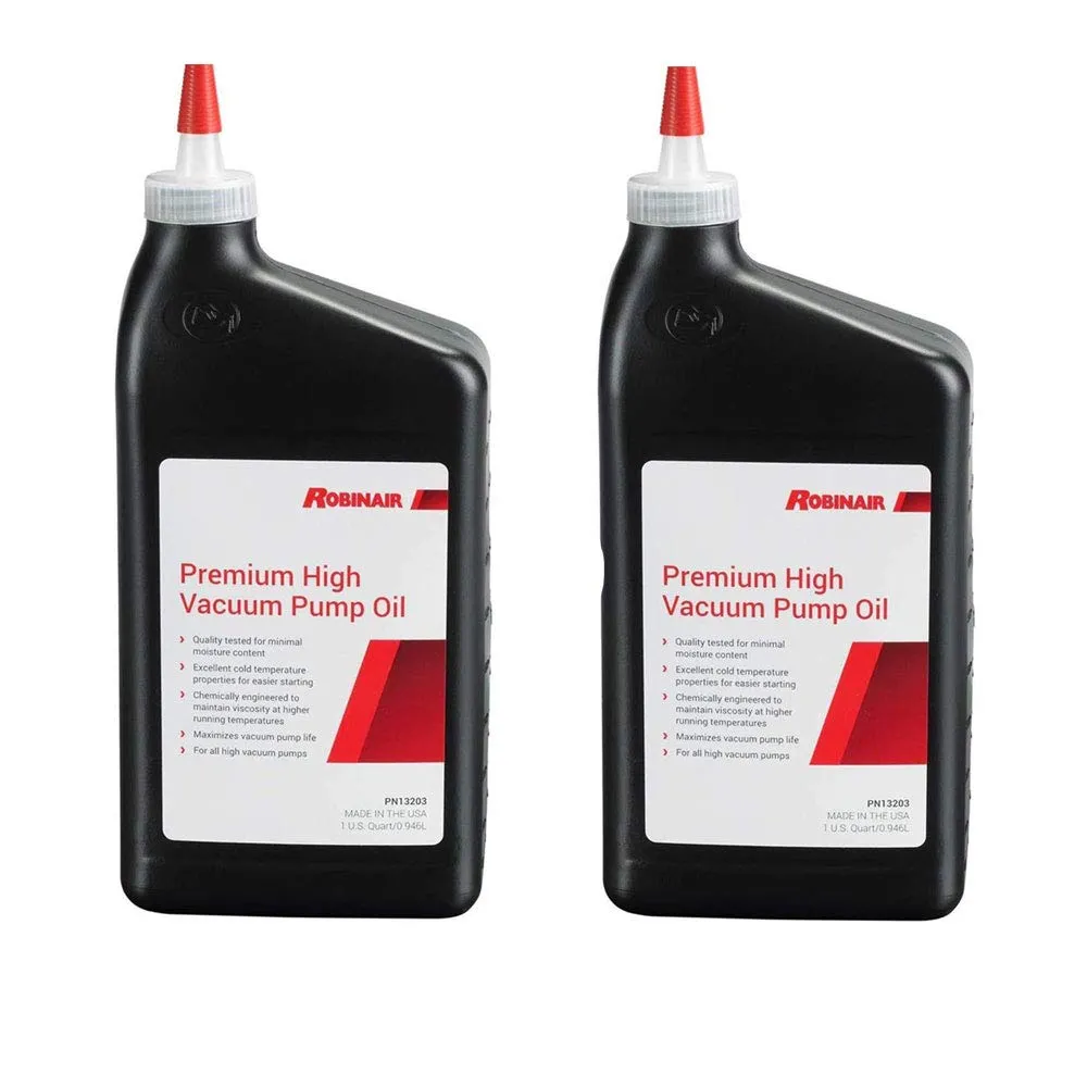 Robinair Premium High Viscosity Low Moisture Vacuum Pump Oil for Freeze Dryer Vacuum Pumps - Quart 2 Pack