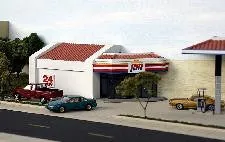 S-GS-001 - Modern Gas Station Backdrop Building in HO scale