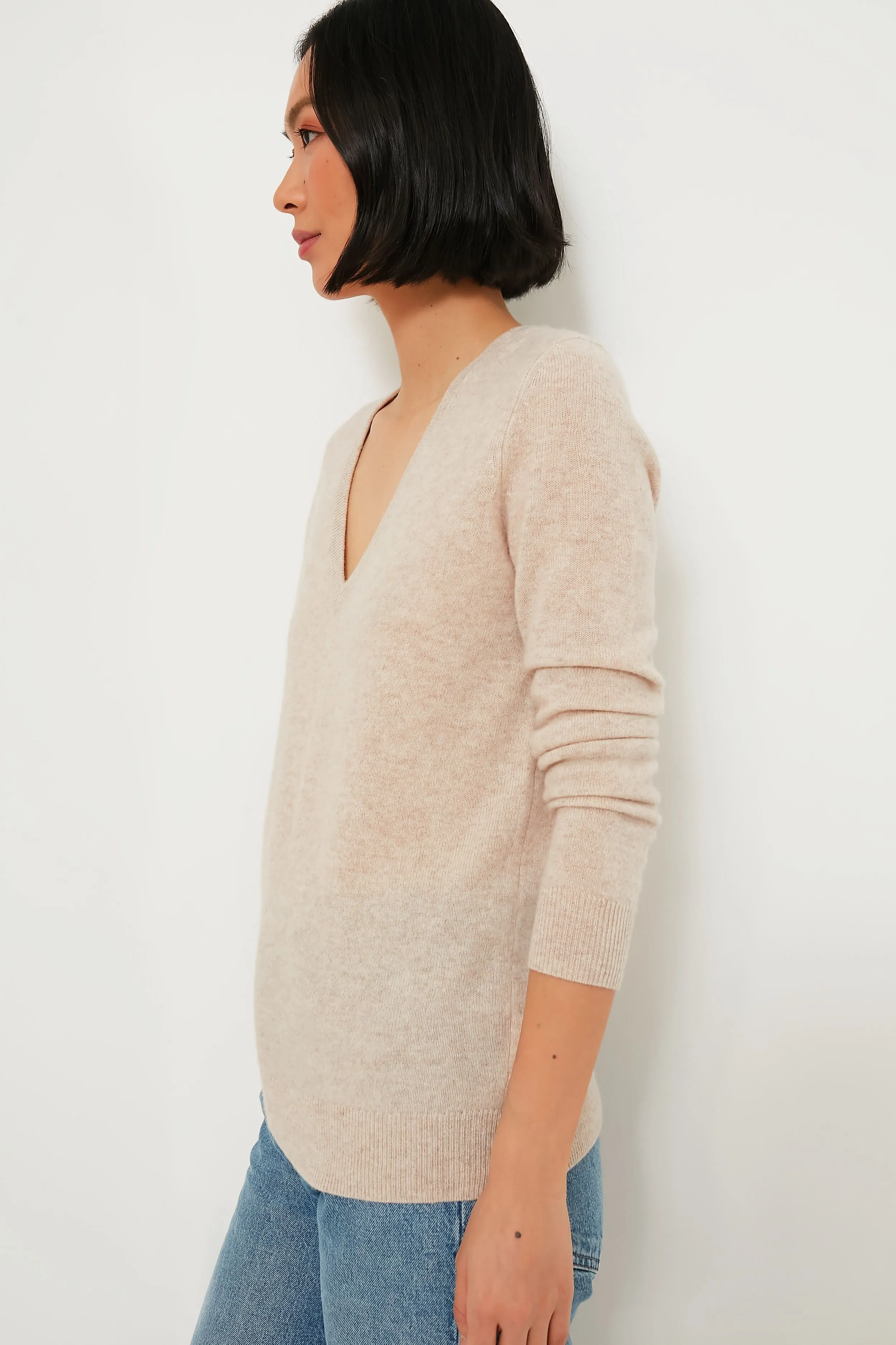 Sandstone Cashmere V-Neck Sweater