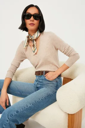 Sandstone Cashmere V-Neck Sweater