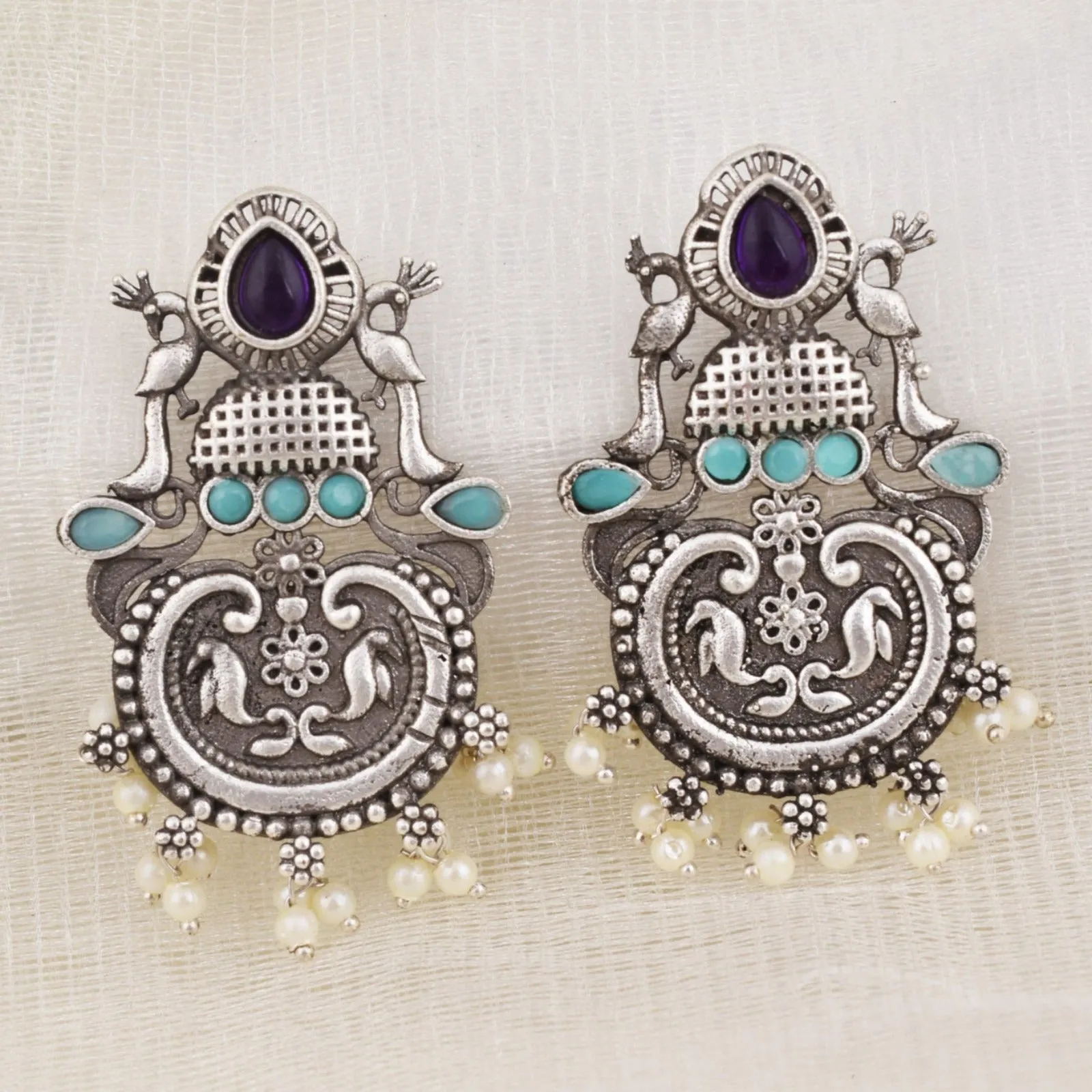 Sarika Peacock Stud Earring