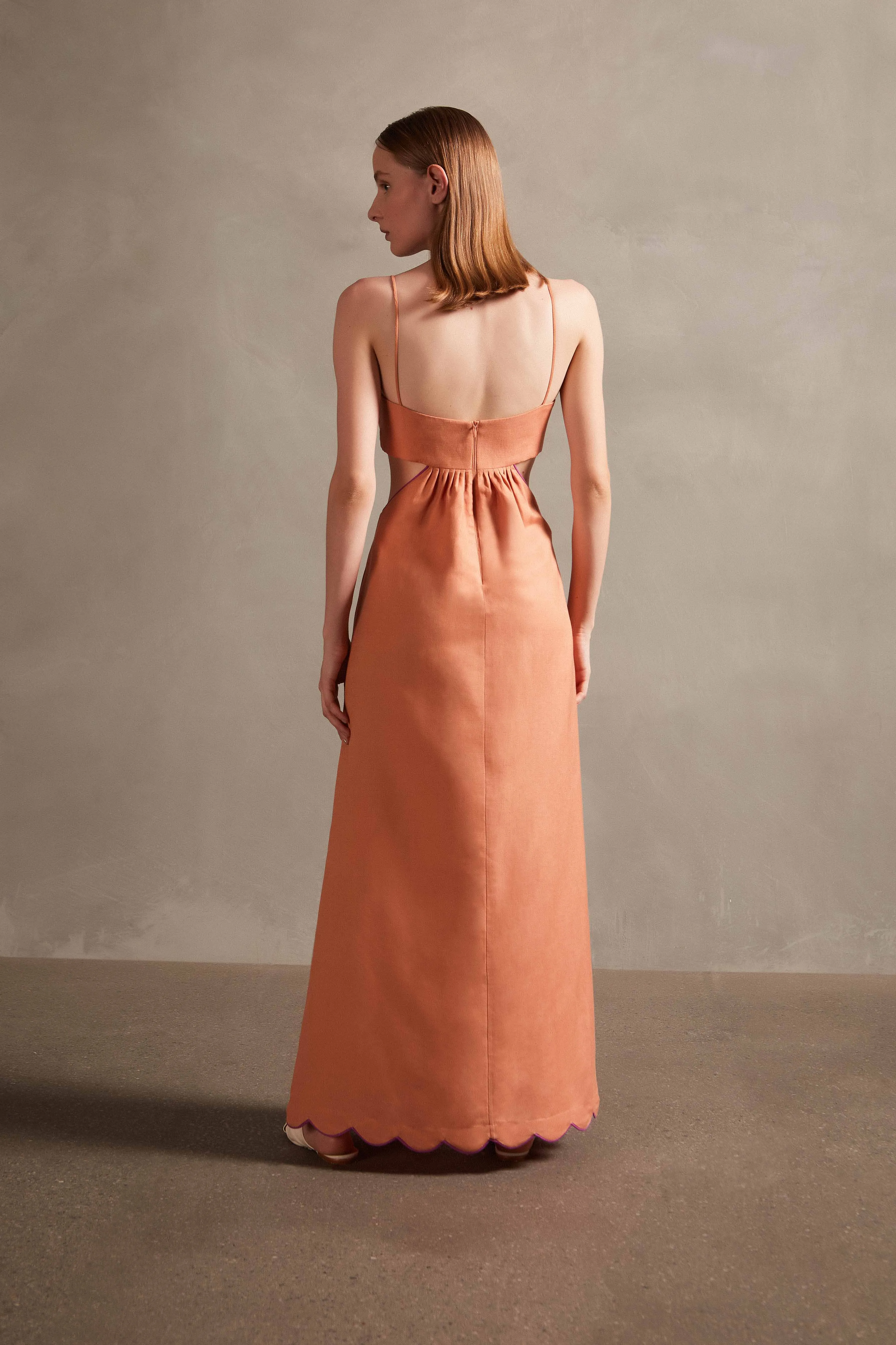 Seashell Solid Cut-Out Long Dress