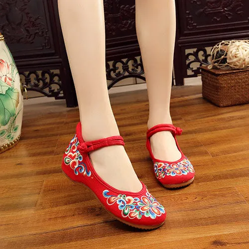 Spring Floral Embroidered Flat Shoes