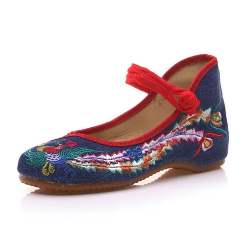 Spring Floral Embroidered Flat Shoes