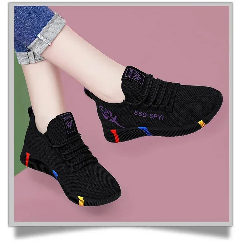 Tenis Feminino 2024 Women Running Shoes Air Mesh Light Soft Sneakers Female Flats Platform Lace Up Casual Shoes Basket Femme