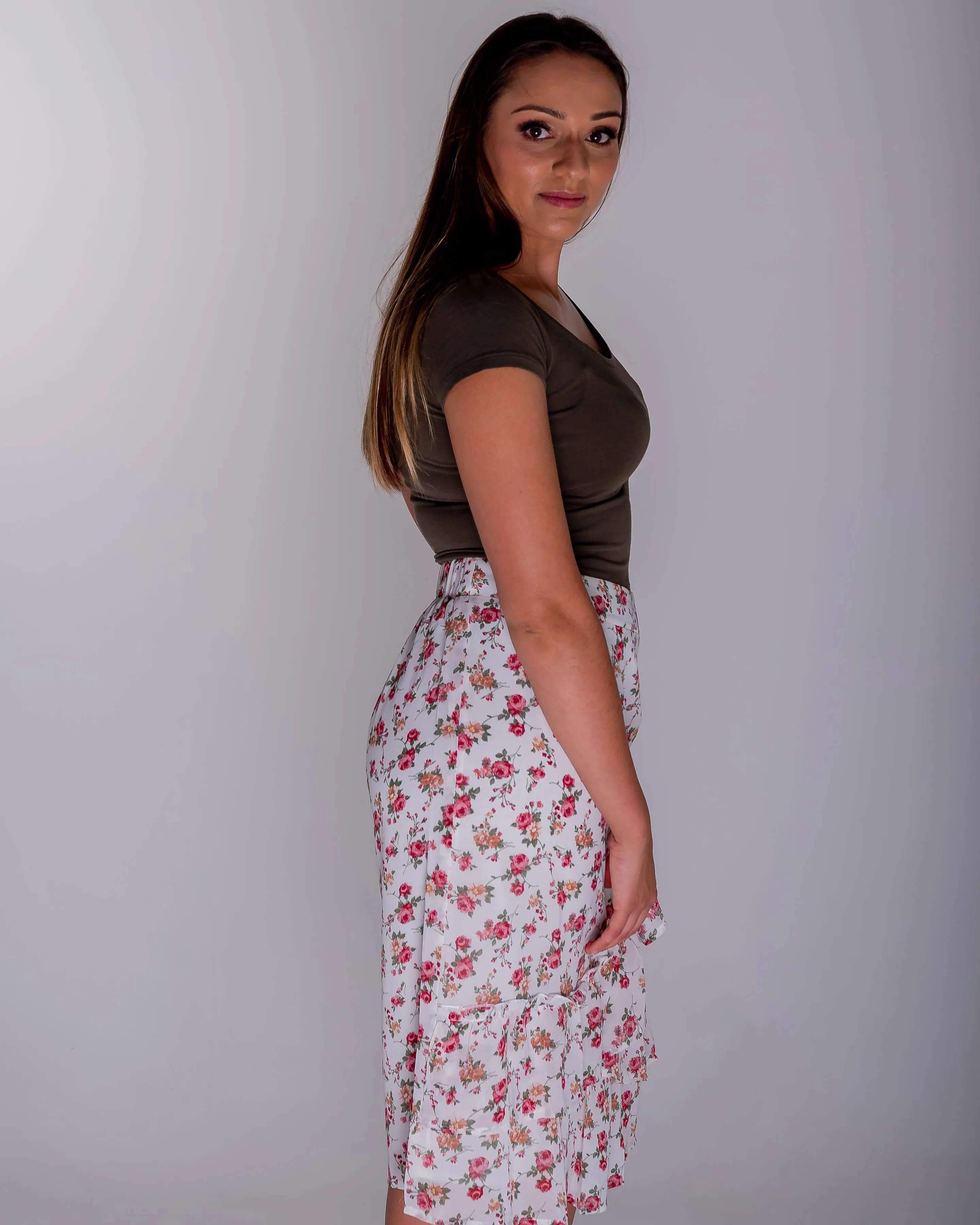 The Marley Floral Wrap Skirt - Rose