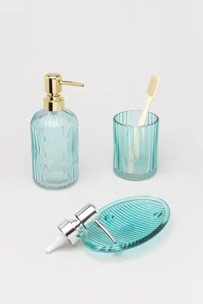 Three Piece Vienna Blue Glass Bathroom Set