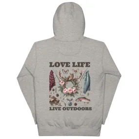 Unisex Hoodie Exclusive Love Life Live Outdoors MRRL & O Print Designs