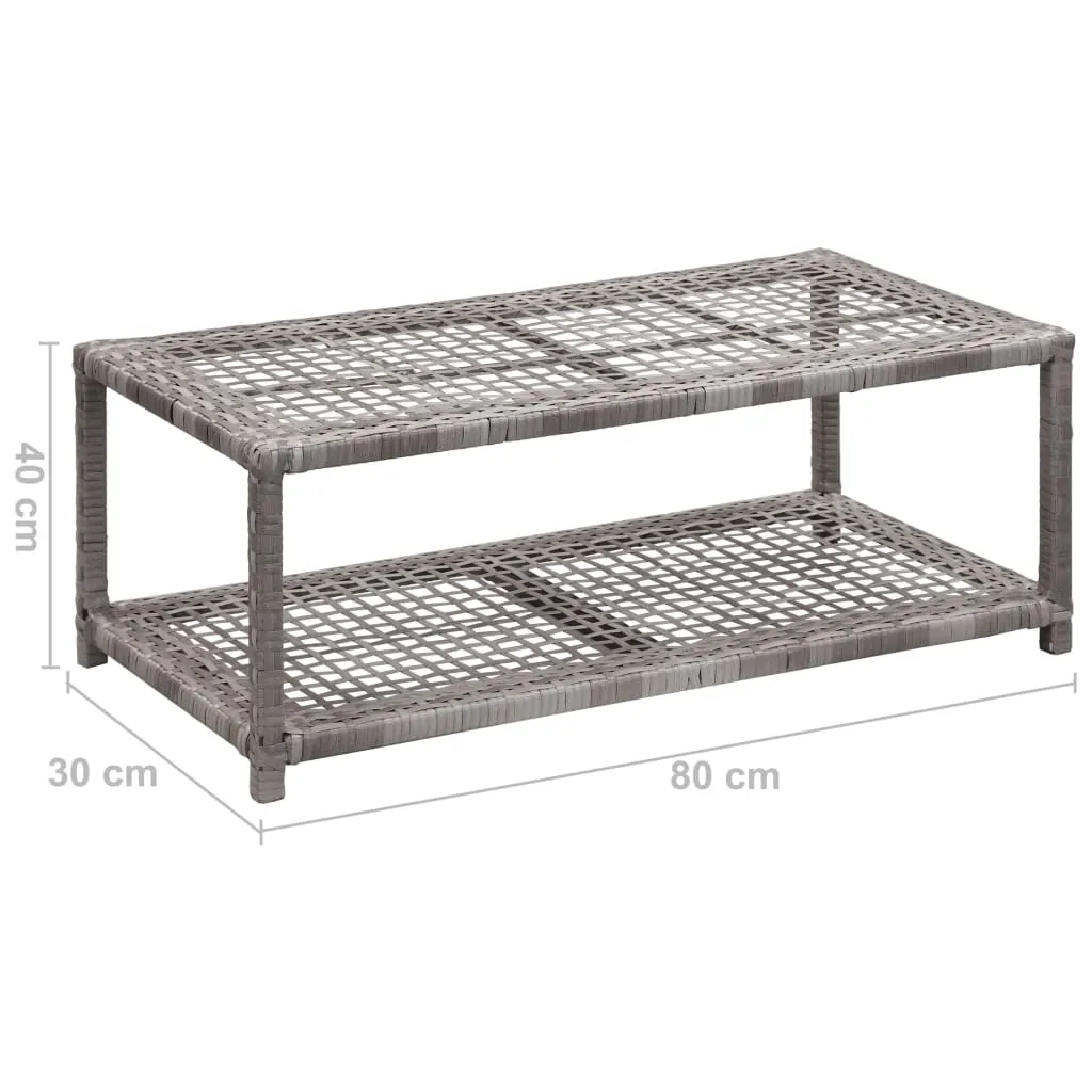 vidaXL Shoe Bench Grey 80x40x30 cm Poly Rattan