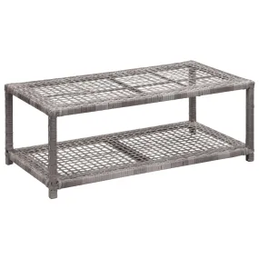 vidaXL Shoe Bench Grey 80x40x30 cm Poly Rattan