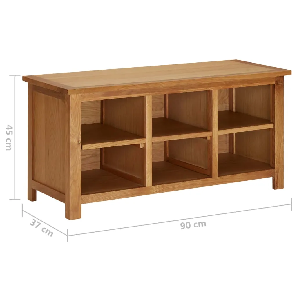 vidaXL Shoe Rack 90x37x45 cm Solid Oak Wood