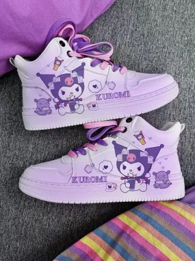 Warrior x Kuromi Inspired Purple and White Gradient High-Top Sneakers Trainers Runners