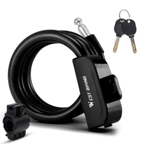 WEST BIKING 1.2m Bicycle Lock PVC Steel Cable Anti-theft Waterproof Cycling Lock(Black)