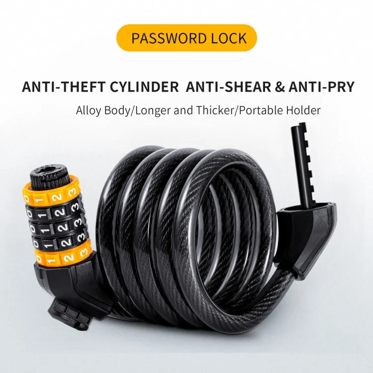 WEST BIKING YP0705061-0705062 Bicycle Password Lock Mountain Bicycle Strip Wire Anti-Theft Lock, Specification: 1.2M Four-digit