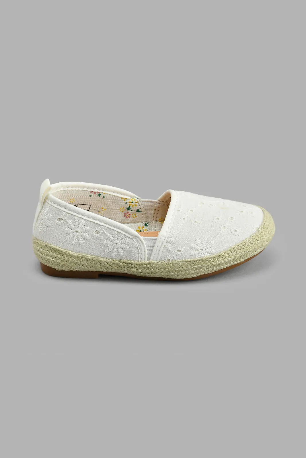 White Embroidered Espadrille