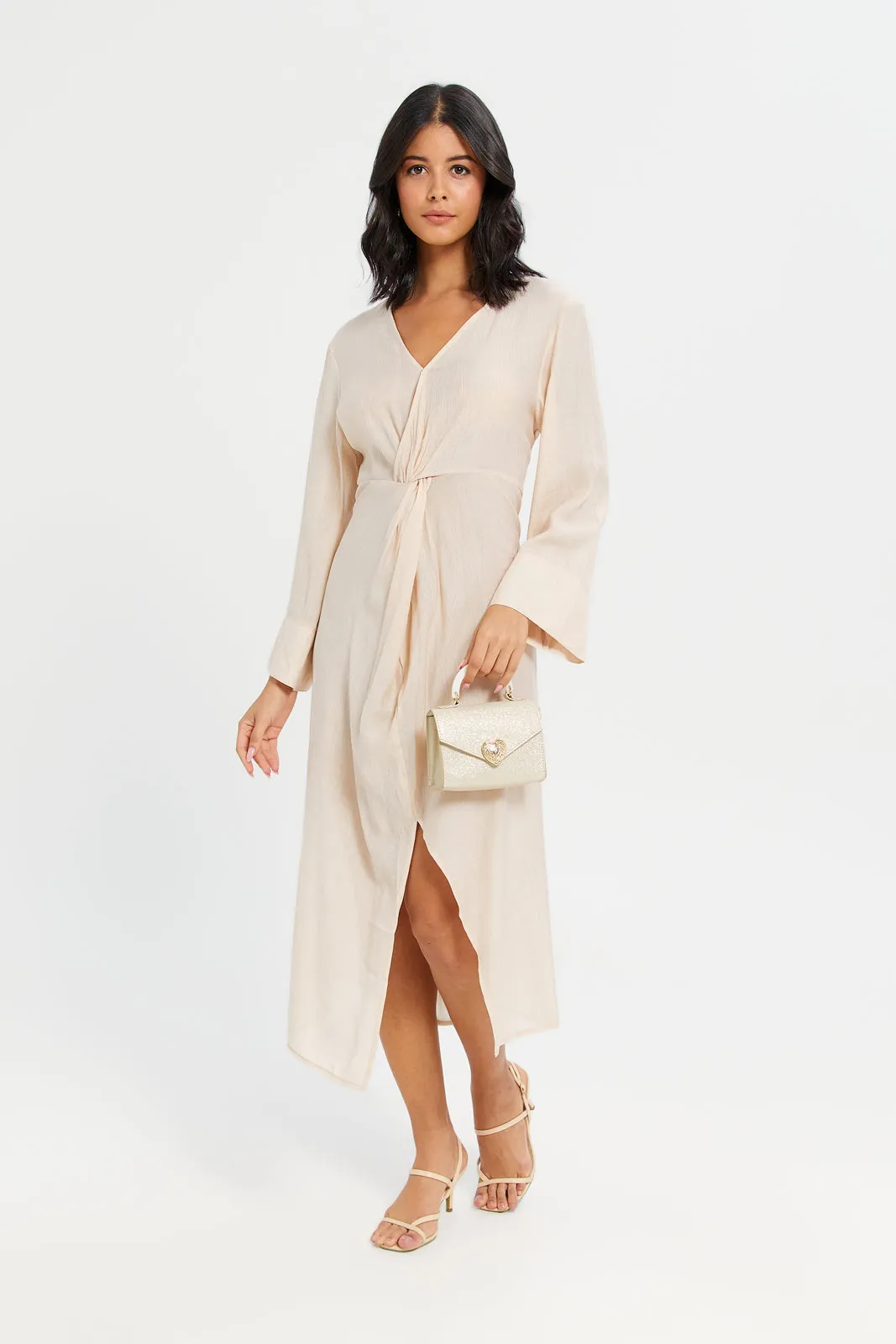 Woman Beige Midi Dress