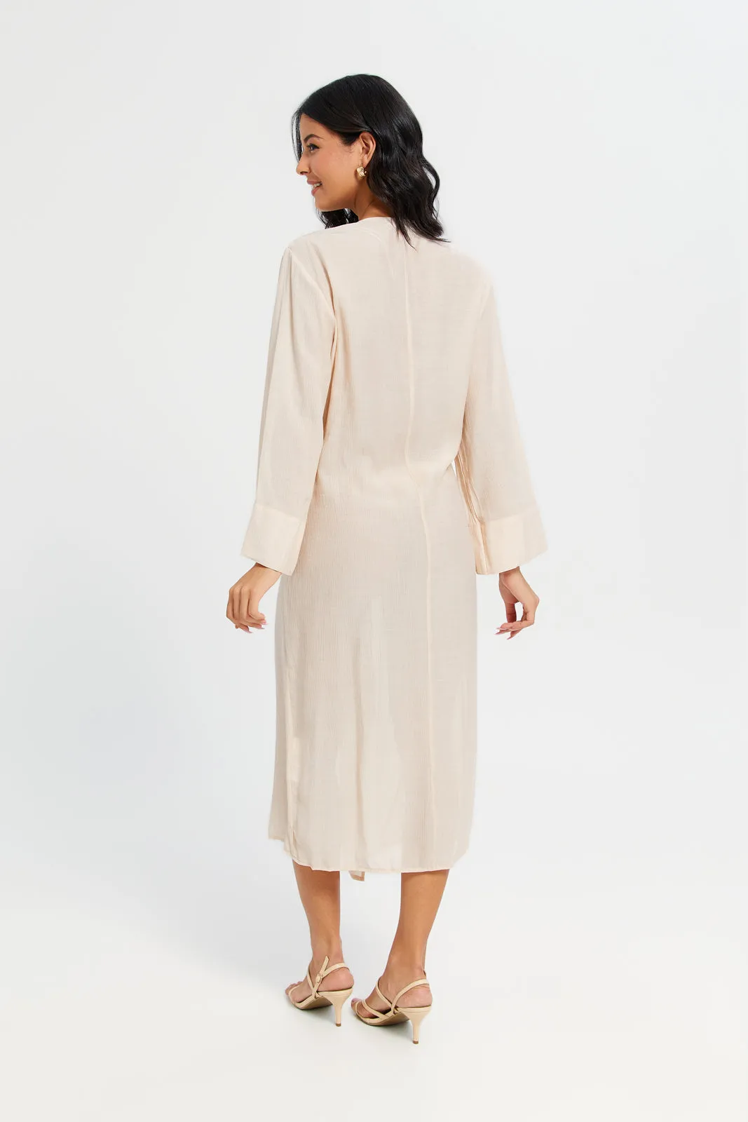 Woman Beige Midi Dress