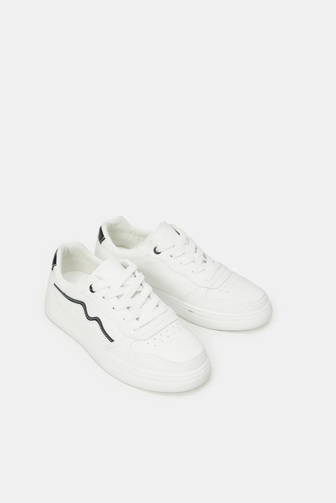 Women White Court Sneaker With Grey Highlight