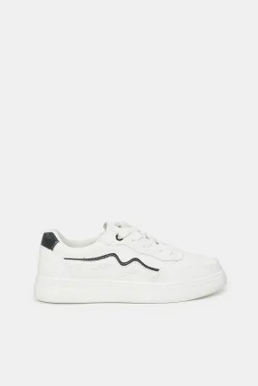 Women White Court Sneaker With Grey Highlight