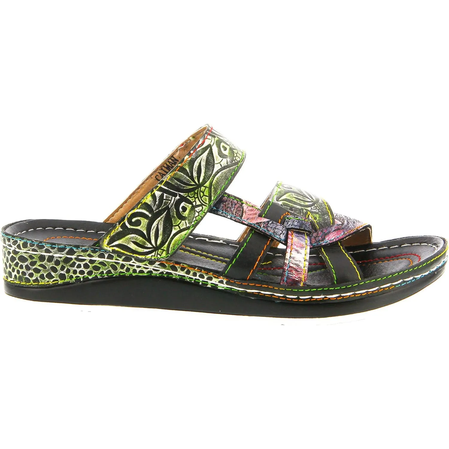 Women's Spring Step Caiman Black Multi Leather