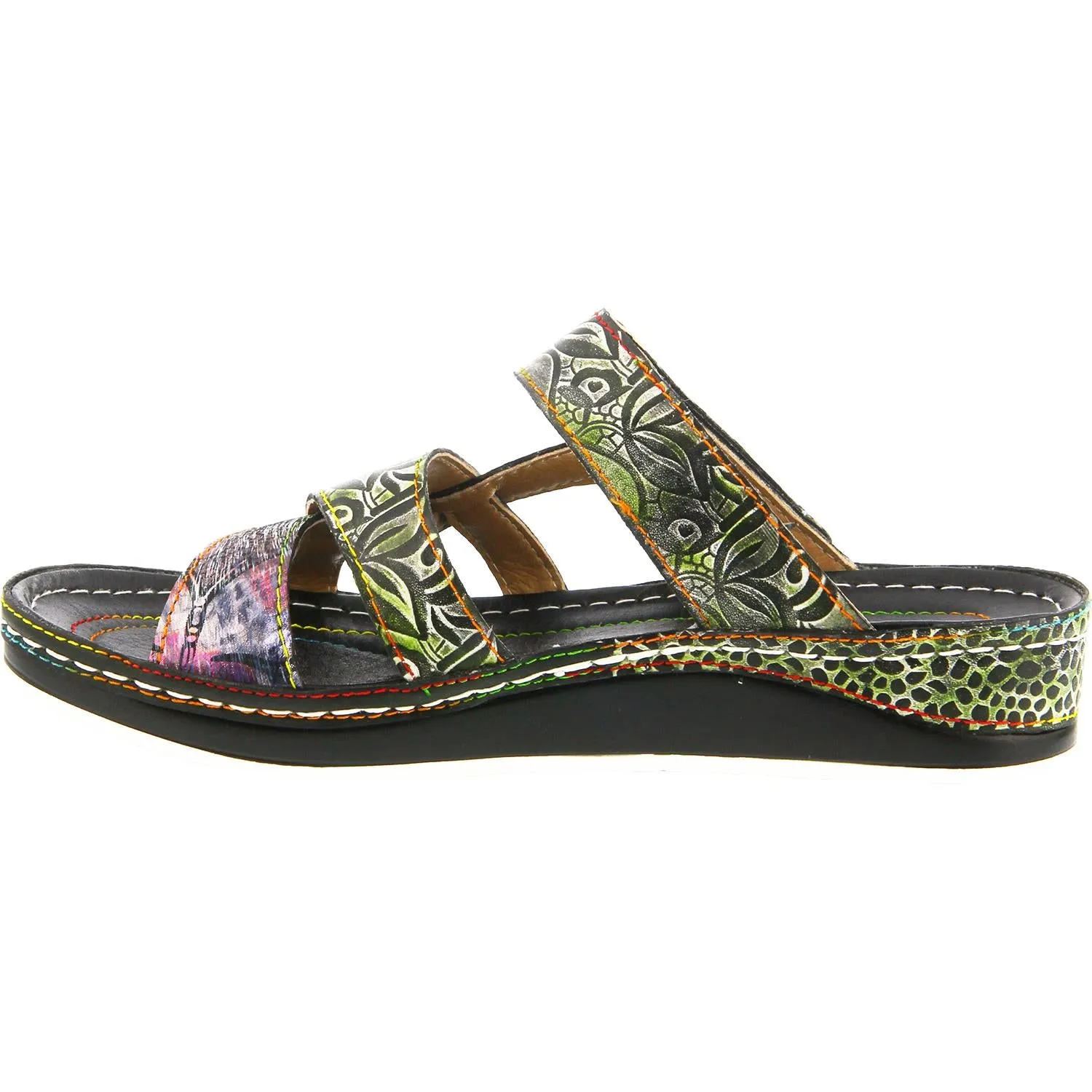 Women's Spring Step Caiman Black Multi Leather