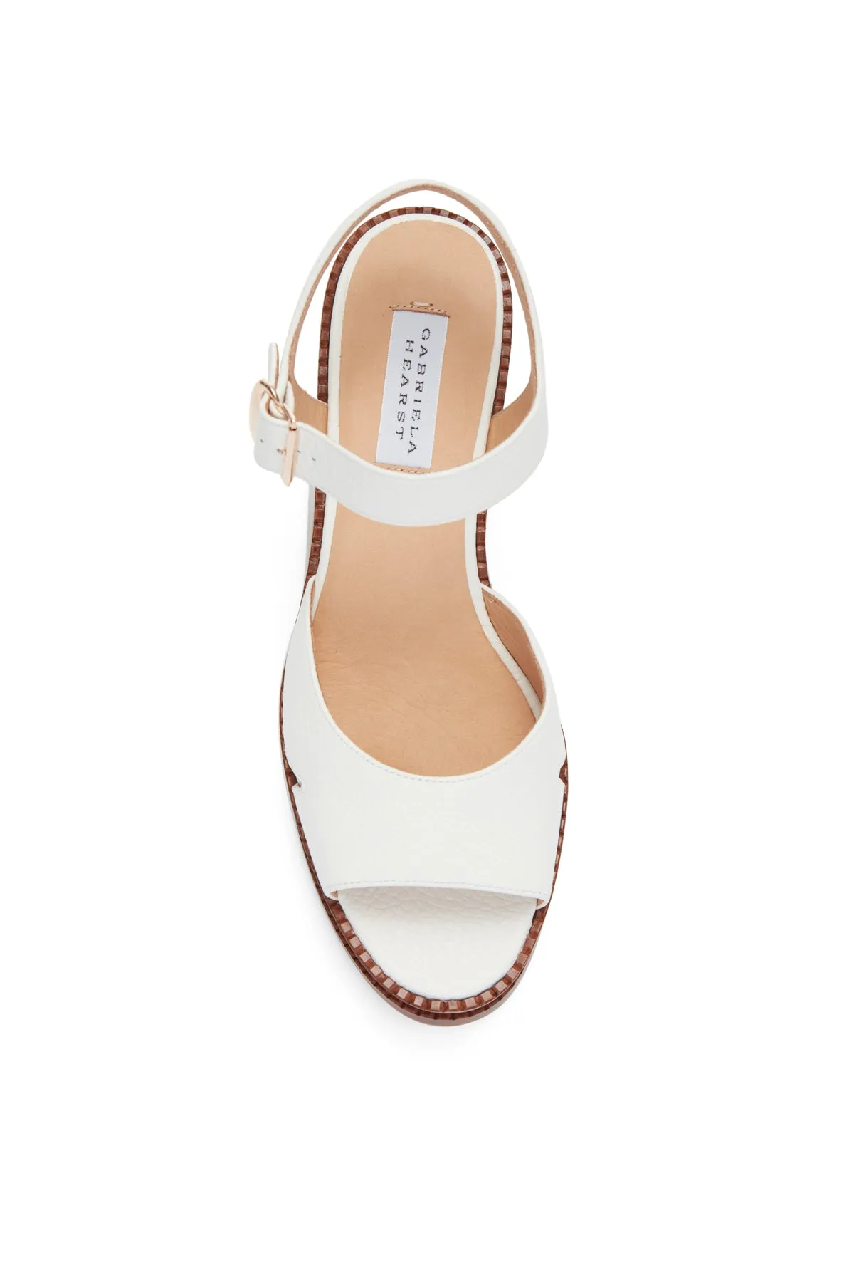 Zuri Platform Sandal in Cream Textured Leather